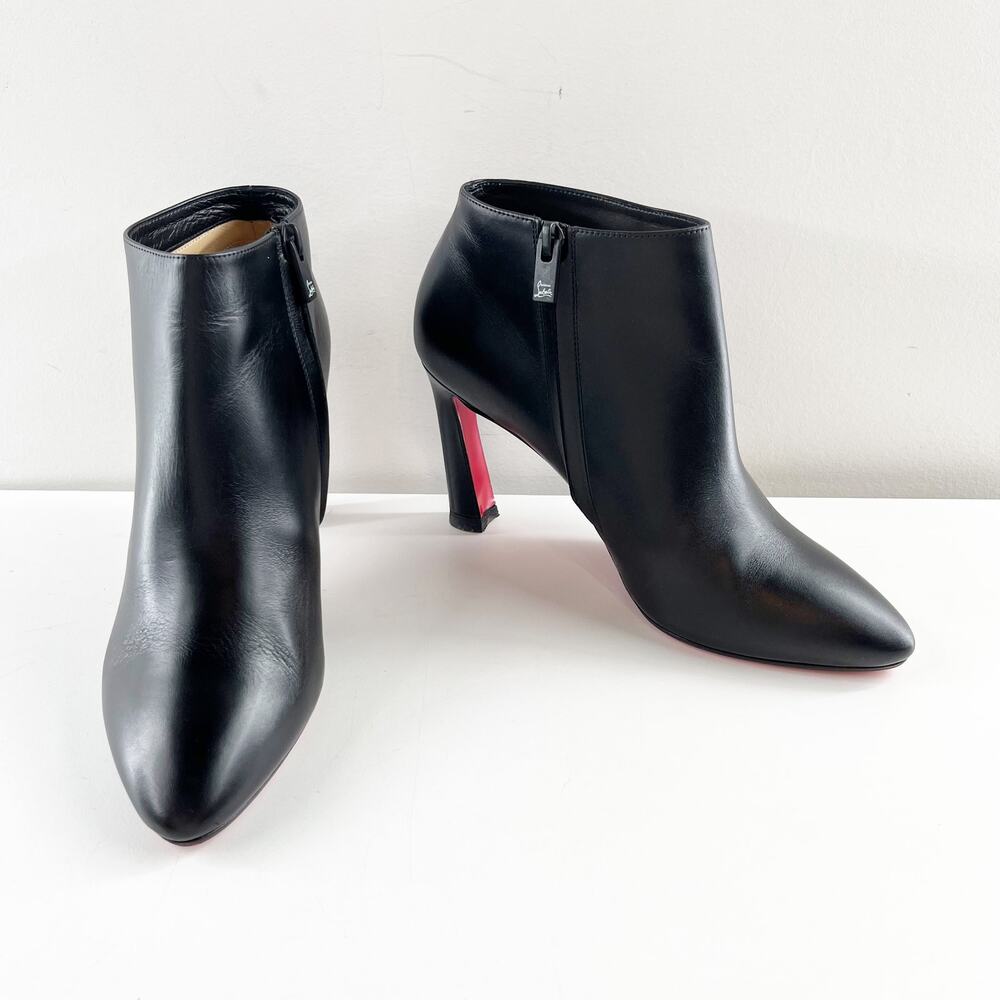 Christian Louboutin Eleonor 85 Leather Ankle Boots Booties Black 39 - Picture 9 of 12